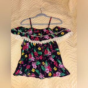 Floral Tank Top w/ Cold Shoulder